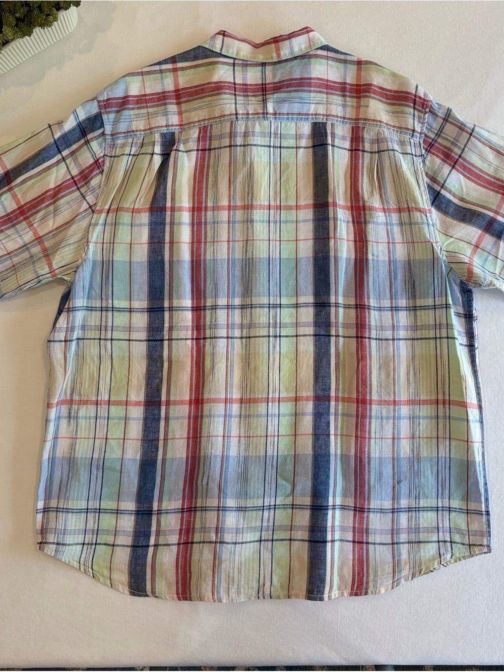 Tommy Bahama Plaid Button Front Shirt XL Short Sleeve Linen Blend Coastal - Picture 3 of 8